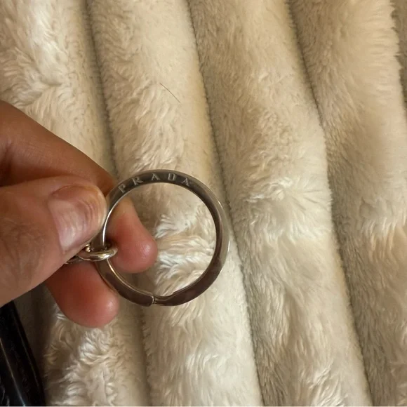 Prada Saffiano Keychain Wallet Logo Black/ Silver 1PP122 - Picture 9 of 11